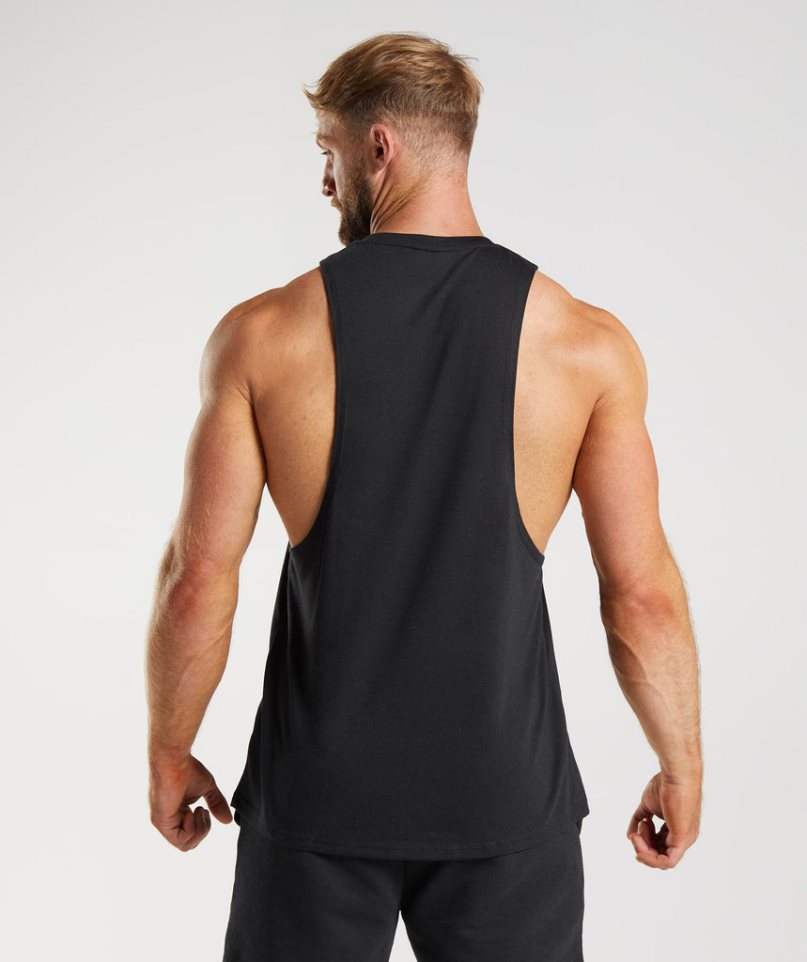 Men's Gymshark Legacy Drop Arm Tanks Black | CA 3N1A85